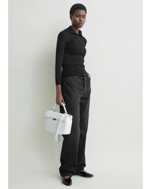 Totême Black Fitted Polo Cardigan