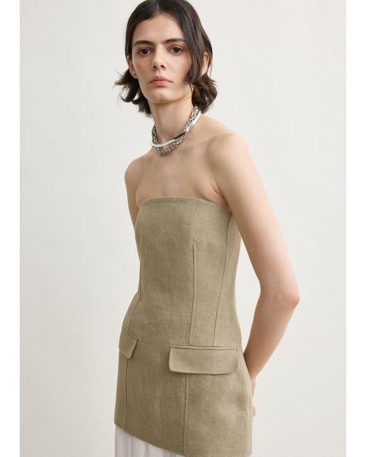 Totême  Natural Strapless Linen Pocket Top