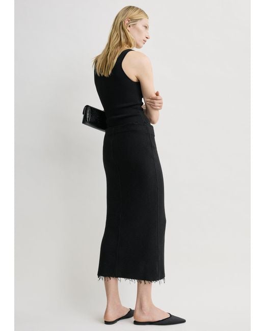 Totême  Black Long Fringed Jersey Skirt