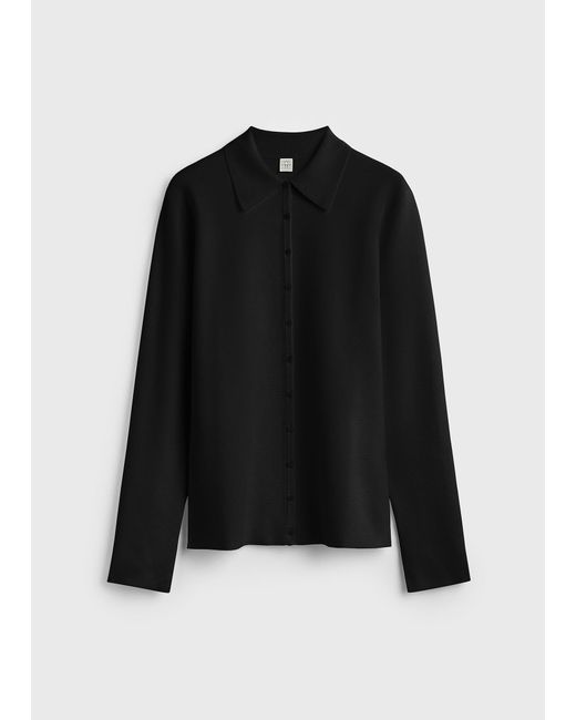 Totême Blue Compact Knit Buttoned Top