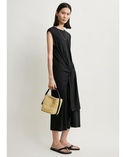 Totême  Metallic Small Belted Paper Raffia Tote