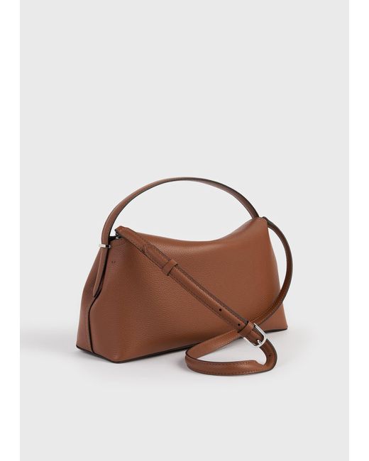 Totême Brown T-Lock Grained-Leather Top Handle
