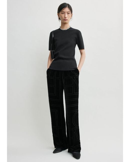 Totême Black Monogram Devoré Pj Bottoms