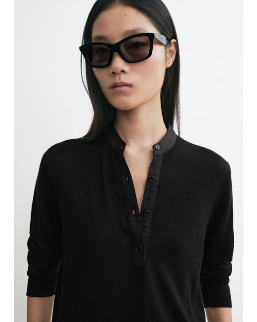 Totême Black Wool Silk Knit