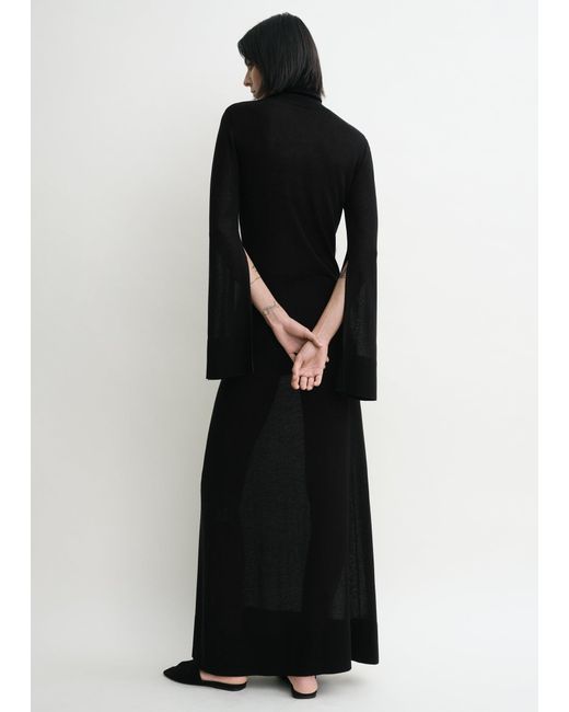 Totême  Black Slit Sleeve Knit Dress