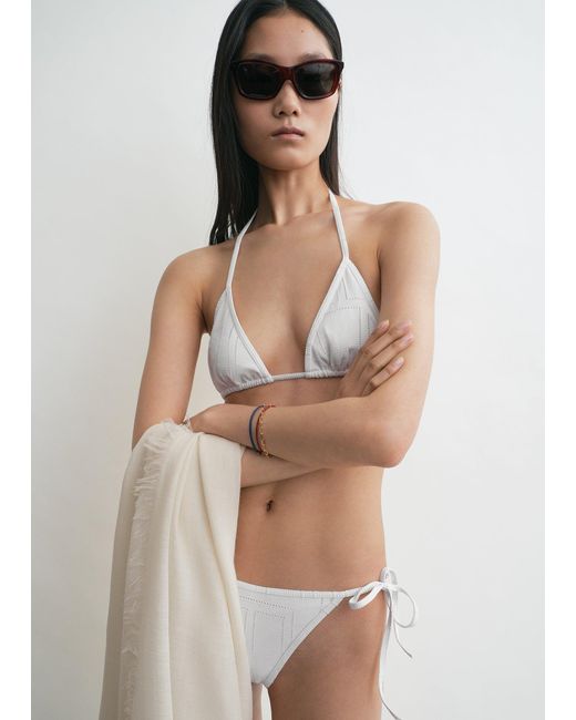 Totême White Monogram Pointelle Bikini Bottoms