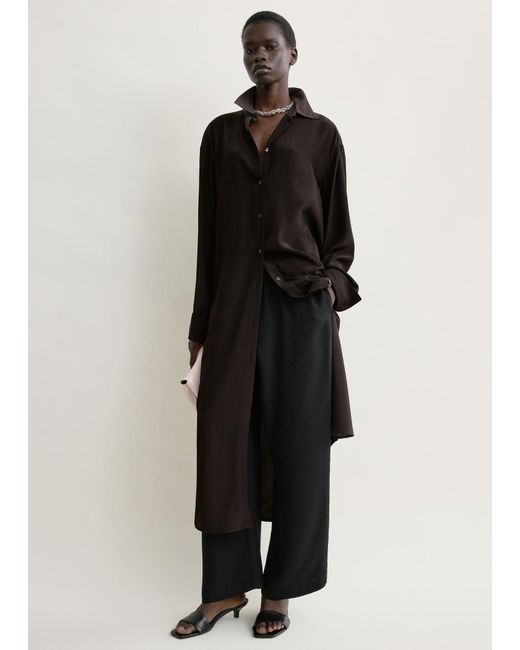 Totême Black Silk Shirtdress