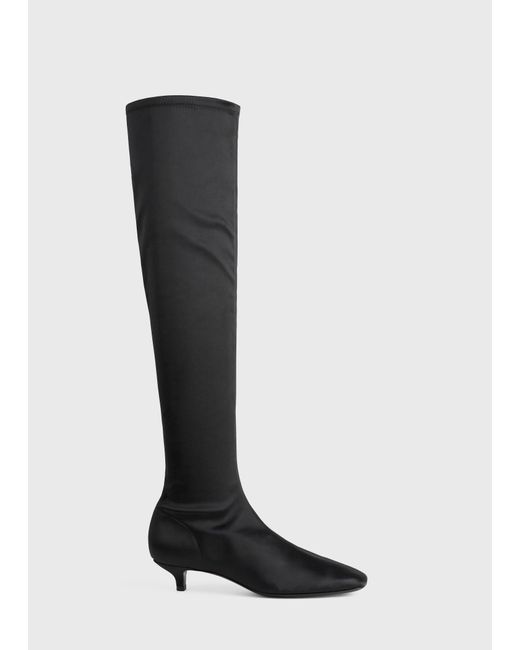 Totême  Black Satin Knee-High Boots