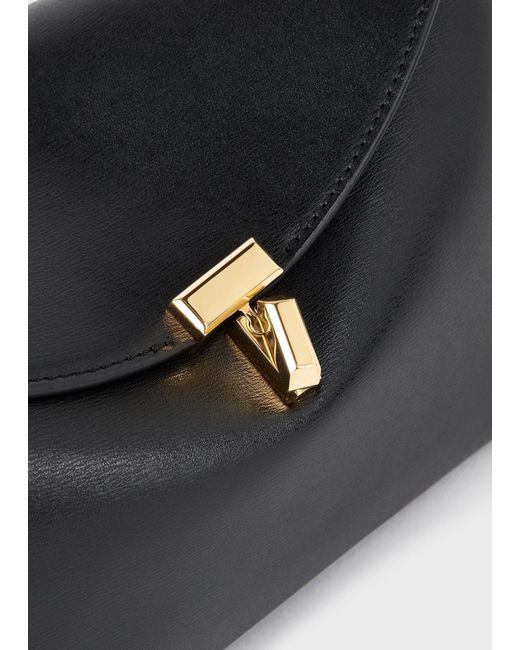 Totême Black T-Lock Leather Clutch
