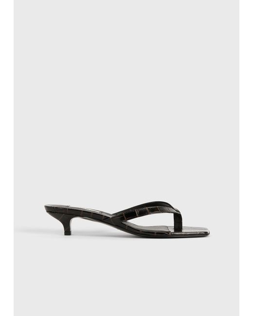 Totême White Croco-Embossed Heeled Flip Flops