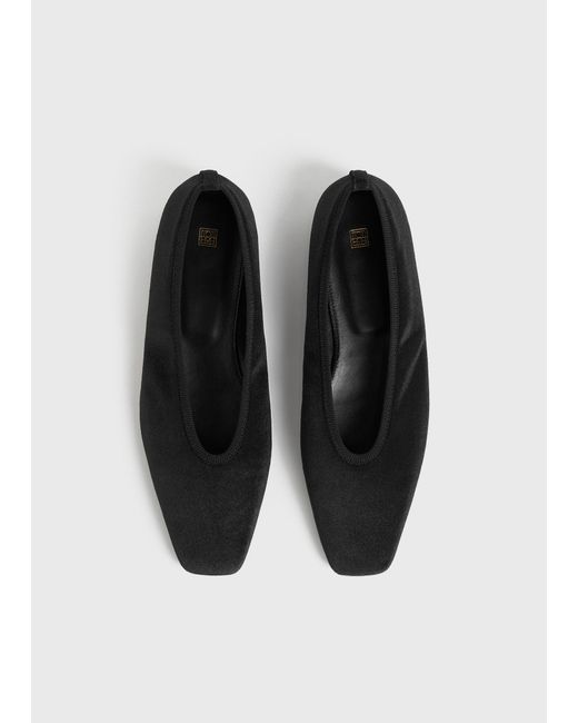 Totême White Minimalist Velvet Ballerinas