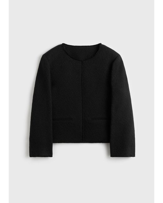 Totême Black Open-Front Bouclé Blazer