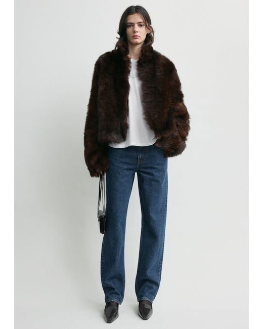 Totême Black Silky Shearling Jacket
