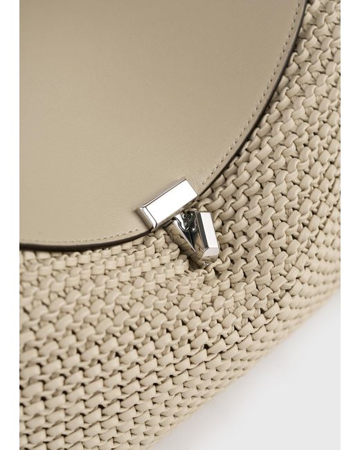 Totême  Natural T-Lock Woven-Leather Top Handle