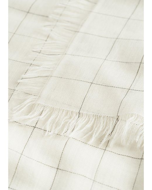 Totême Natural Checked Light Wool Scarf Ecru