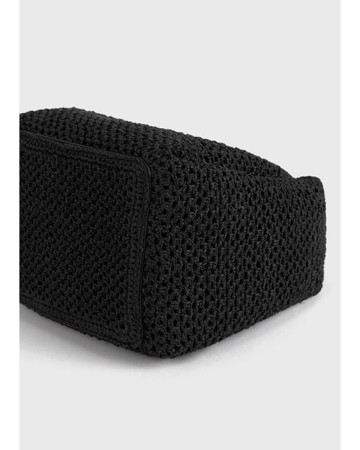 Totême Black Petite Crochet Bucket Bag