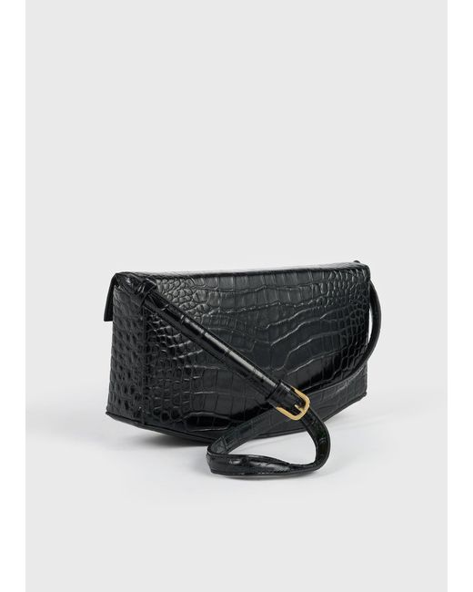 Totême Black Clip Croco-Embossed Clutch