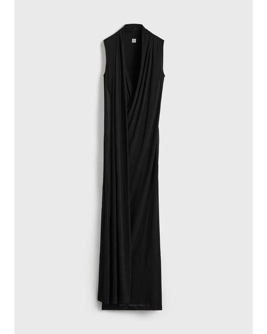 Totême Black Overlapped Scarf Dress