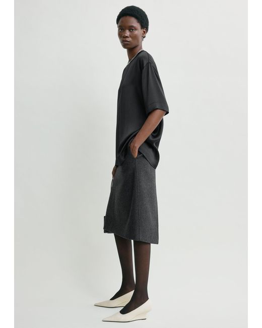 Totême Multicolor Twill Suit Skirt Charcoal