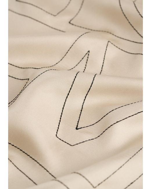 Totême Natural Embroidered Monogram Silk Scarf