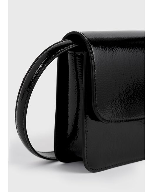 Totême White T-Lock Grained-Patent Crossbody