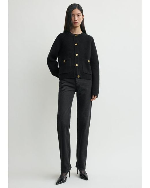 Totême Black Hammered Button Cardigan