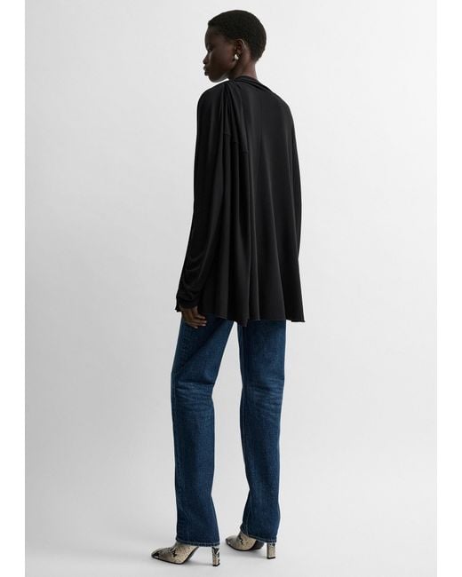 Totême Black Asymmetric Draped Blouse Petite