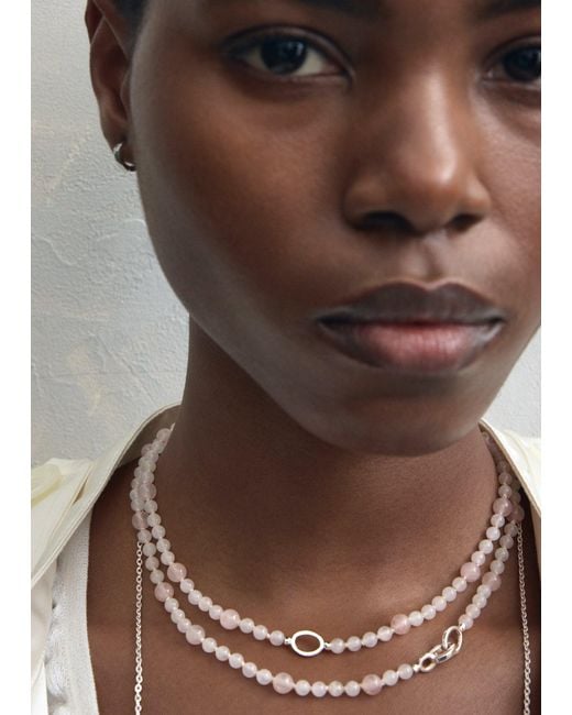 Totême White Infinity Bead Necklace