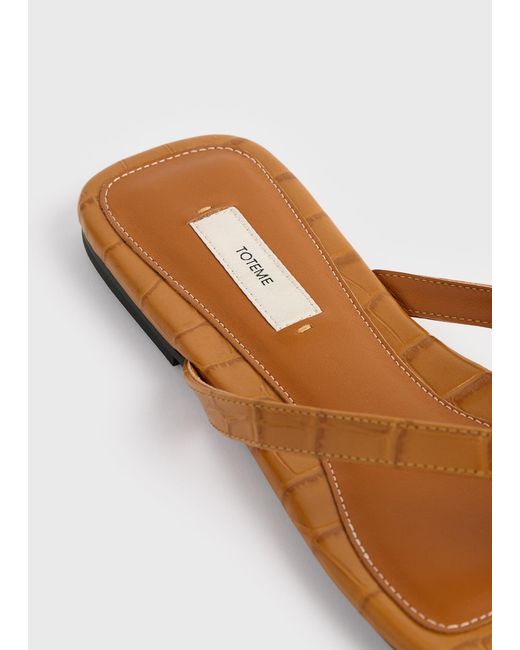 Totême White Croco-Embossed Flip Flops