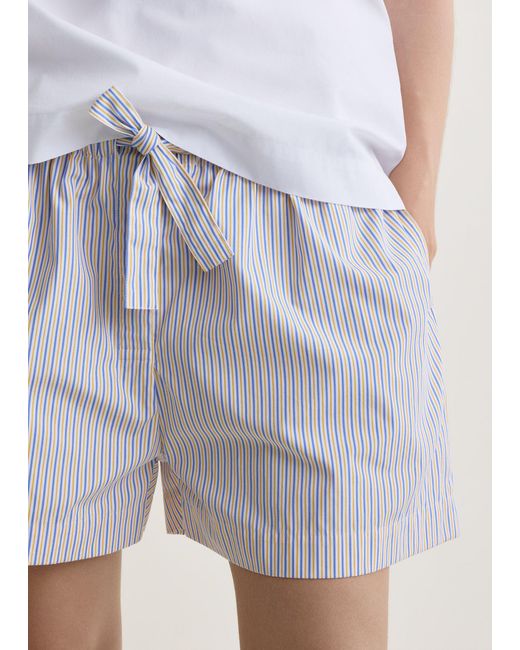 Totême  White Striped Summer Shorts