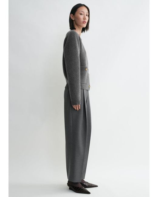 Totême Gray Hammered Button Cardigan
