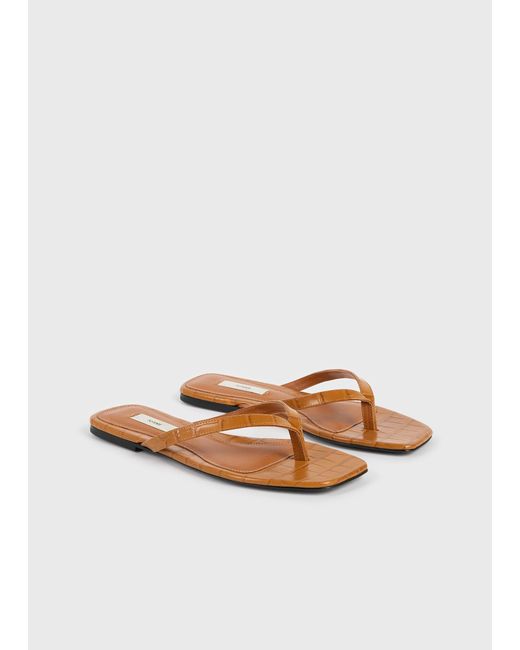 Totême White Croco-Embossed Flip Flops