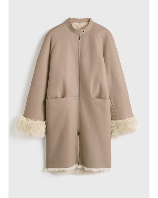 Totême Natural Two-Way Shearling Coat Cream/Caramel