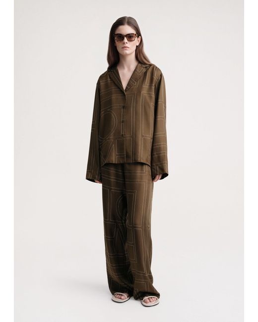 Totême  Natural Monogram Silk Pj Top