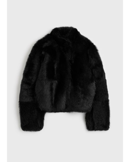 Totême Black Silky Shearling Jacket