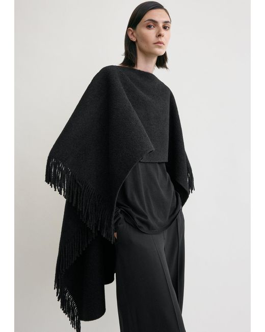 Totême  Black Fringed Poncho