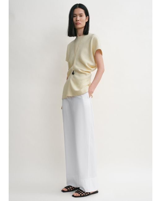 Totême White Slouch Waist Basketweave Top