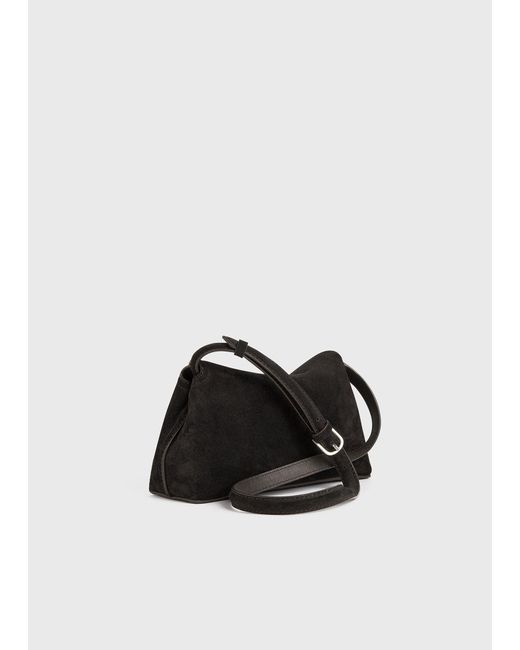 Totême Black T-Lock Suede Clutch
