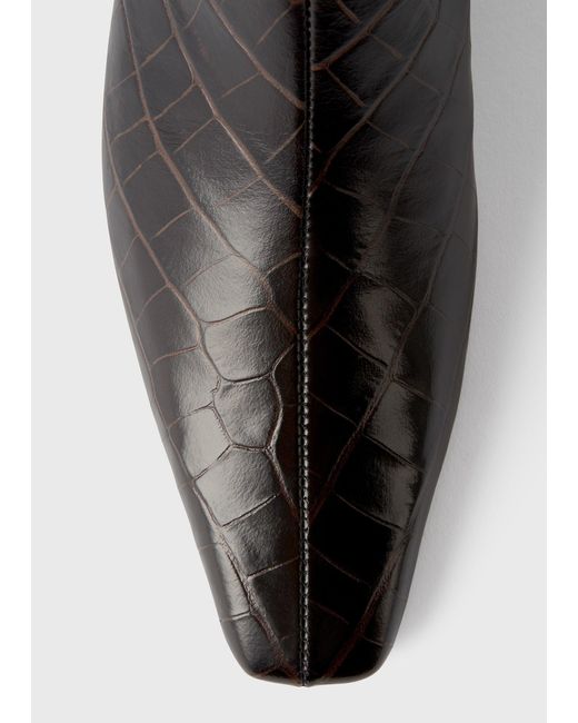 Totême Black Croco-Embossed Mid-Heel Boots Dark