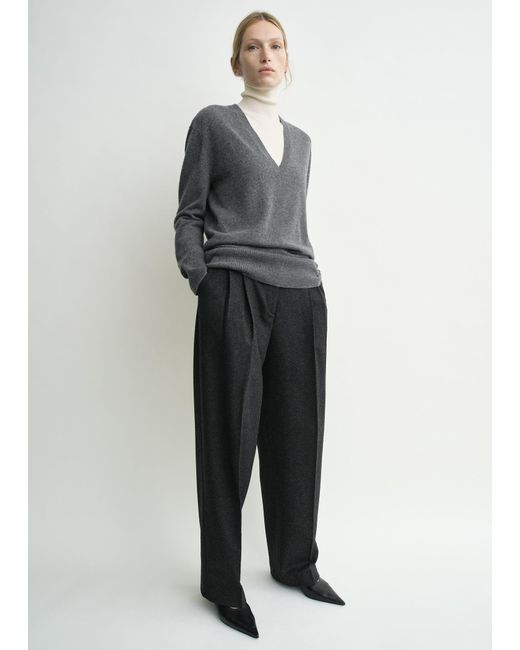 Totême Gray Double-Pleat Winter Trousers Charcoal