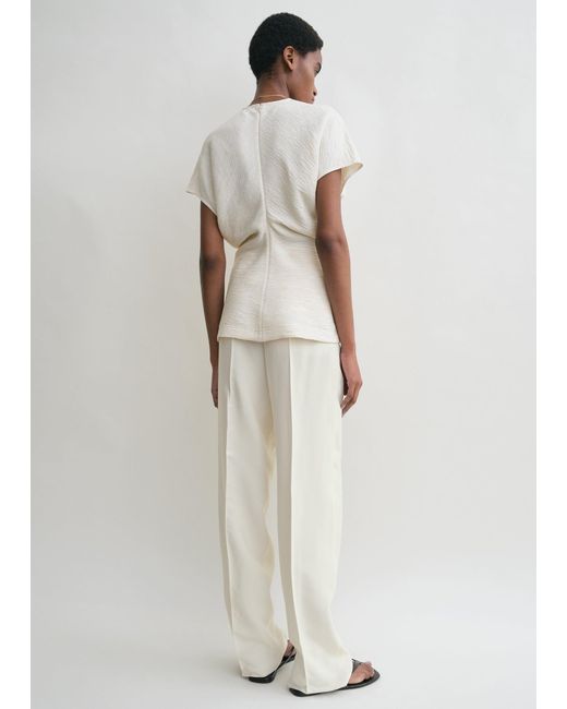 Totême White Slouch Waist Crinkled Top