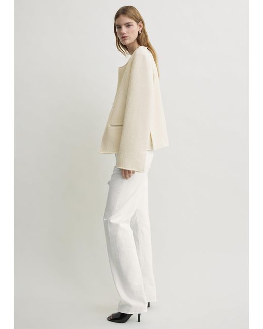 Totême Natural Open-Front Bouclé Blazer