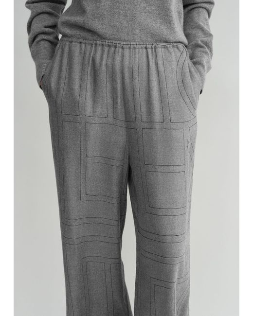 Totême  Gray Monogram Flannel Pj Bottoms