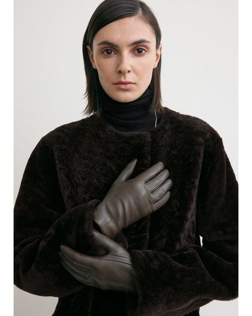 Totême Brown Leather Gloves