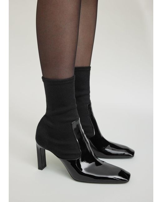 Totême  Black Bar Patent Boots