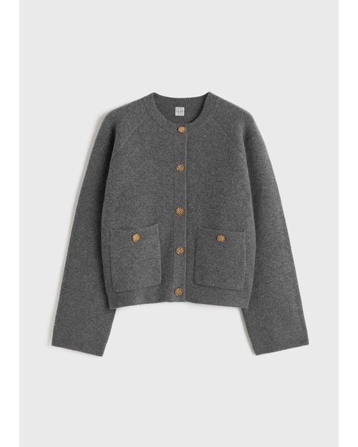 Totême Gray Hammered Button Cardigan