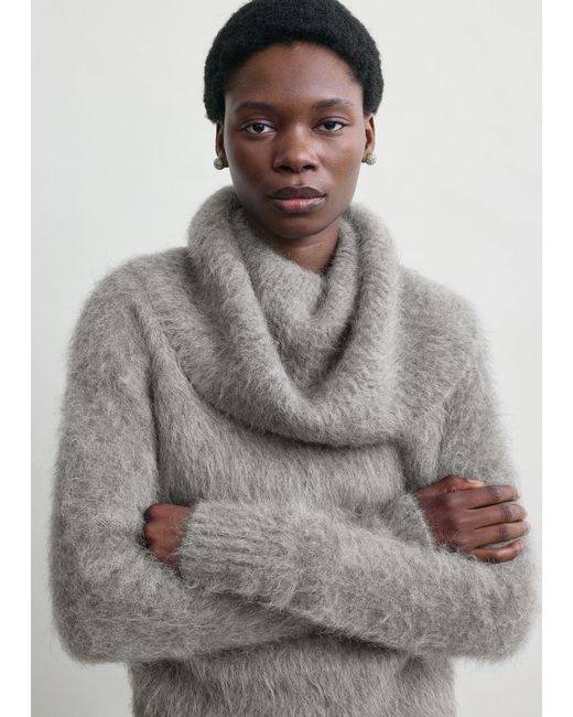 Totême  Gray Funnel Alpaca-Blend Knit