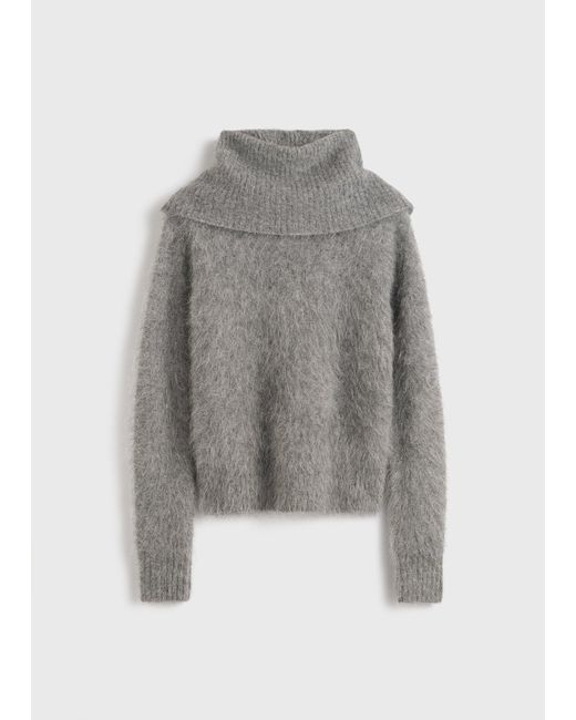 Totême  Gray Funnel Alpaca-Blend Knit