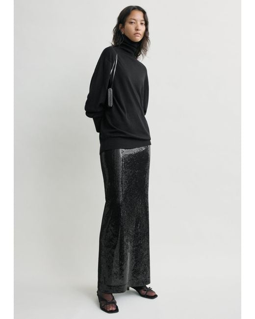 Totême Black Sequin Skirt