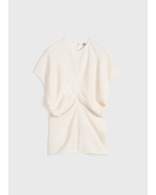 Totême White Slouch Waist Crinkled Top